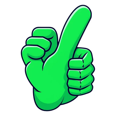 Geometric Maya style thumbs up - message received, strictly white and deep dark green only, angular sharp lines sticker