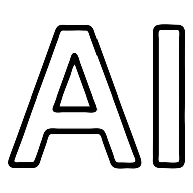 letters 'AI' in a minimalist, black and white outline style, clean and simple sticker
