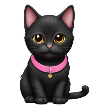 Black munchkin cat with pink collar sticker