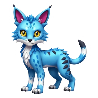 Colorful tropical kawaii edgy cute Lynx-Trico-Sergal-Wolf-Vernid-Fakémon-Pokémon-creature (full body) sticker