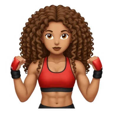 brown woman with long curly hair making MMA sticker