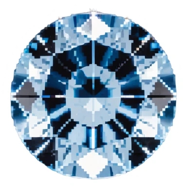 Round cut light blue celestite gem with facets and sparkle sticker