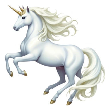 Cinematic Noble White Unicorn Portrait Emoji, Poised and regal, with a slender, ethereal form draped in a pristine white color, a flowing mane and tail, and a glistening, spiraled horn that radiates pure light, Simplified yet sharp and sophisticated features, highly detailed, glowing with a soft, iridescent luminescence, high shine, intelligent and transcendent, stylized with an air of mythical enchantment, focused and serene, soft glowing outline, capturing the essence of a watchful and confident white unicorn that appears ready to prance out of the screen with magical grace! sticker