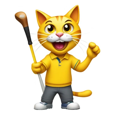 Mad Yellow cat golfing sticker