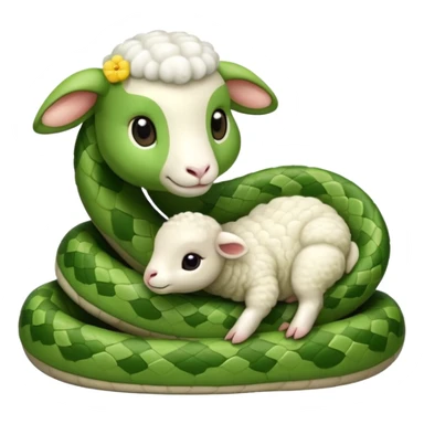 Cute adorable baby snake love cute lamb sticker