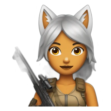 Foxgirl with rifle sticker