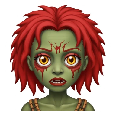 Crie um emoji de zumbi de uma mulher de cabelos castanhos escuros com machucados sticker