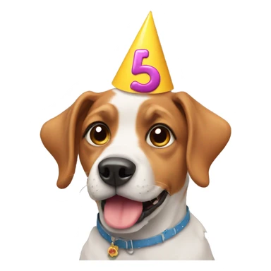 Dog wearing a birthday hat sticker