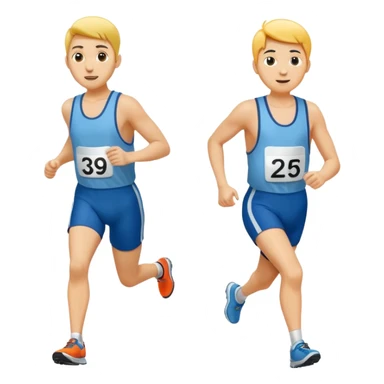 two people in a footrace wearing bib numbers sticker