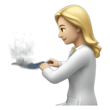 Biomedical-Engineer-studying-hologram-3d-model-of-breast sticker