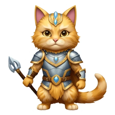 valorous Viking cat in Valhalla, detailed armor, heroic pose, glowing sky sticker