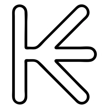 The Phoenician letter "𐤊" on a light blue circular background, Kaspa cryptocurrency logo sticker