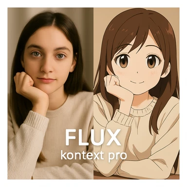 replace the logo with the text of "FLUX kontext pro" without black background just text, keep everything else same sticker