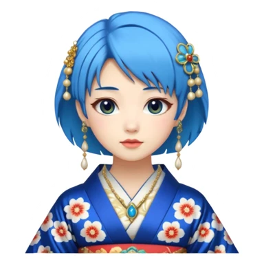 blue haired japanese princess sticker
