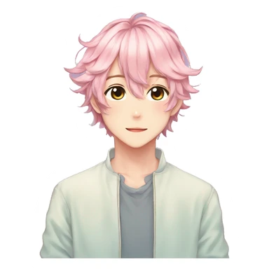 Gorgeous colorful shiny romantic pastel anime style shojo man with blushing face aesthetic and pretty hair trending style sticker