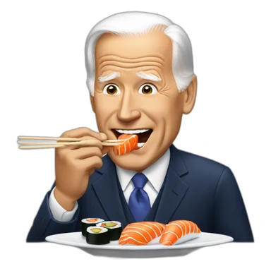 joe biden eating sushi sticker