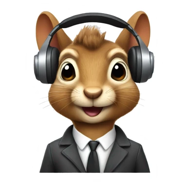 secret agent squirrel wearing headphones sticker