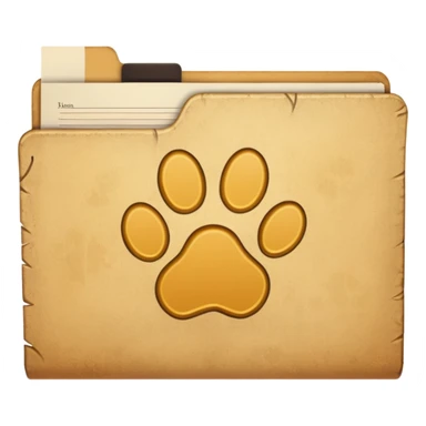 a folder of documents with a pawprint on it sticker