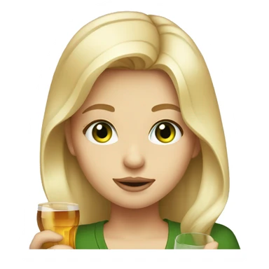 Long, blonde haired, girl, drinking whiskey, green eyes sticker