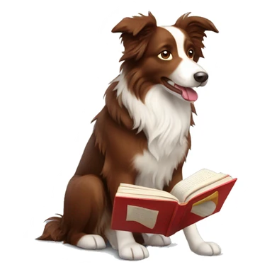 red border collie reading book sticker