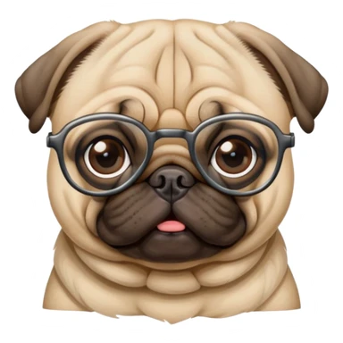dog pug with glasses  sticker