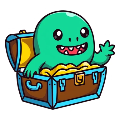 treasure chest monster mimic with eyes teeth and tongue sticker