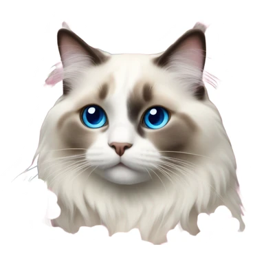 Realistic ragdoll cat with blue eyes wearing pink flowers  sticker