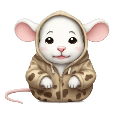 A lazy mouse in a cow hoodie sticker
