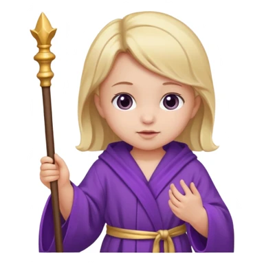 baby girl wizard with purple robe and staff sticker