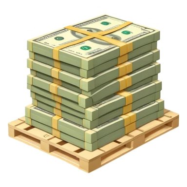 pallet full of small US Dollars notes perfectly stacked sticker