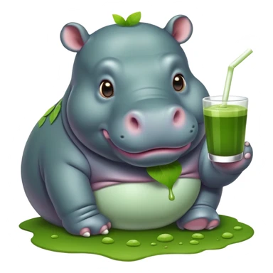 Hippo with matcha sticker