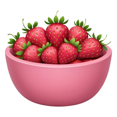 pink bowl with lots of strawberries, natural and soft color palette sticker