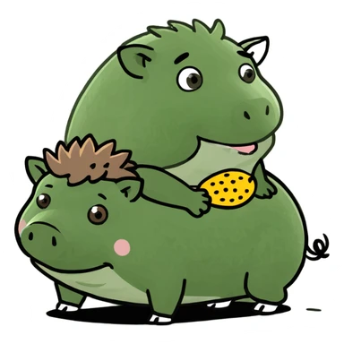 Pig riding a hedgehog  sticker