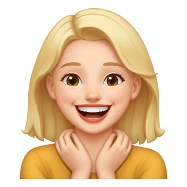 girl laughing with hands around neck sticker