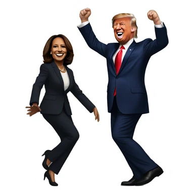 Donal trump dancing with kamala harris sticker