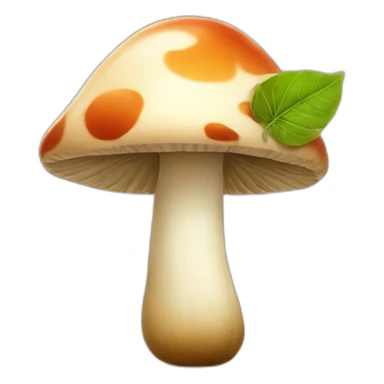 mushroom that smiles with a leaf sticker