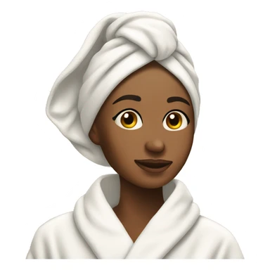 skin care on a woman’s face and she has a towel on her head and a robe on  sticker