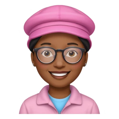 black person with glasess wear pink hat  sticker