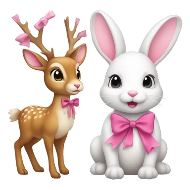 Bunny and deer with pink bow sticker