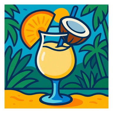 pina colada cocktail, vibrant, tropical, with pineapple and coconut, fun and inviting sticker