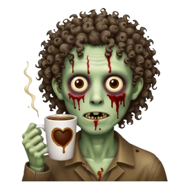curly man zombie drink coffe sticker