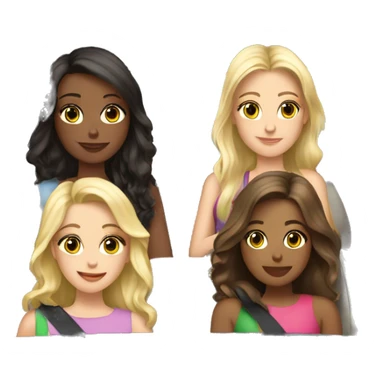 3 girls in a expensive car , one blonde girl , one brunette with wavy hair and one brunette with straight hair sticker