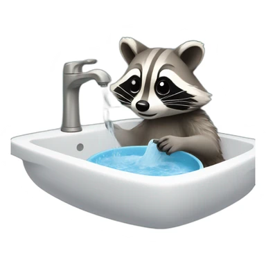 raccoon washes a plate in the sink sticker