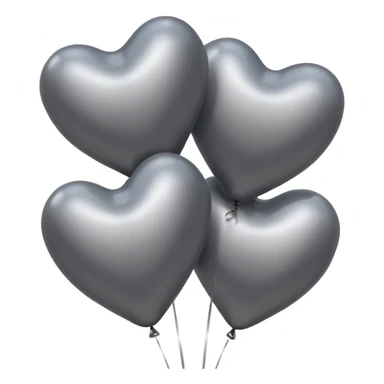 3 grey Satine hearts balloons  sticker