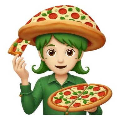Duende verde comendo pizza sticker