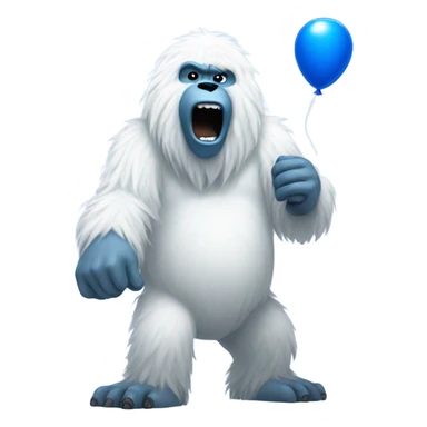A yeti blowing up a blue balloon sticker