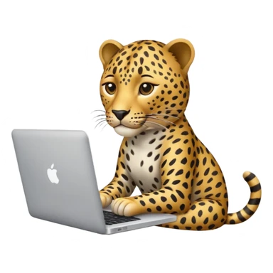 leopard working on a macbook sticker
