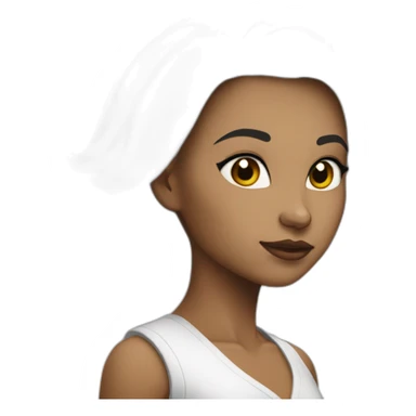 anissa la bdh blanche avec les cheveux noir lisse et long sticker