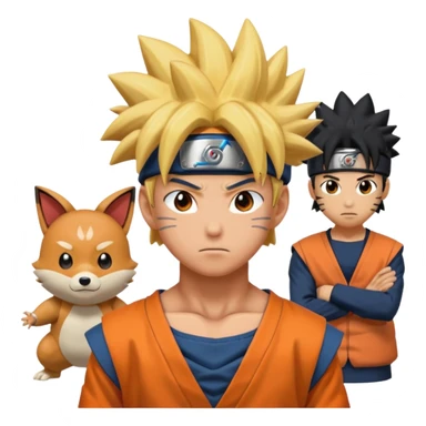 fais goku avec un melange de naruto et de 2 pkemon de ton choi aussi  sticker