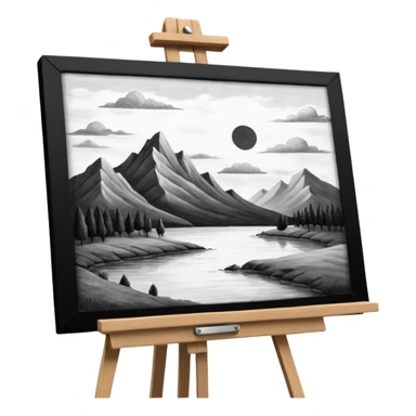 Canvas with pencil sketch,canvas on easel sticker